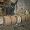 Maneuvering column onto lathe
