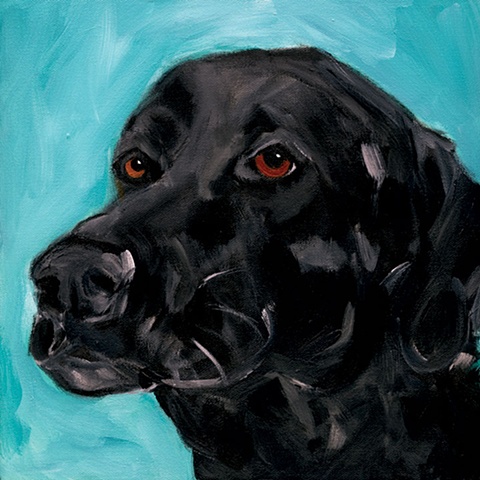 original contemporary modern acrylic painting black labrador retriever dog portrait