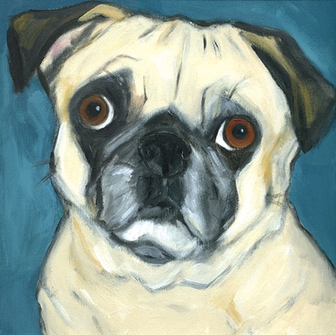 original contemporary modern acrylic painting pug dog animal portrait