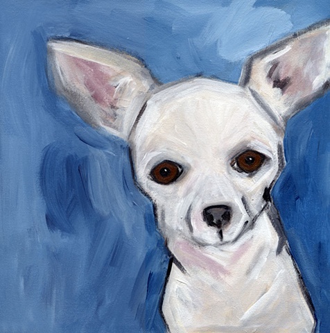 original contemporary modern acrylic painting Chihuahua white dog