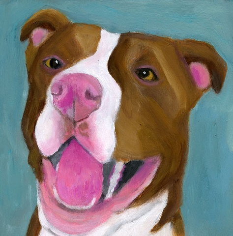original pit bull staffordshire terrier dog art portrait painting leigh Jackson