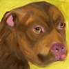 A4228804 Original Chocolate Pit Bull Painting