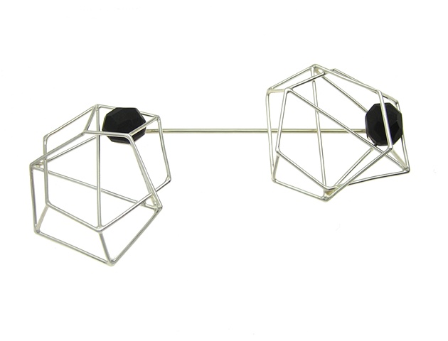 structure brooch with ebony