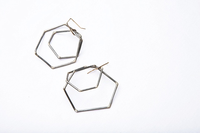 double steel earrings