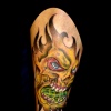 skull tribal color tattoo by tatupaul