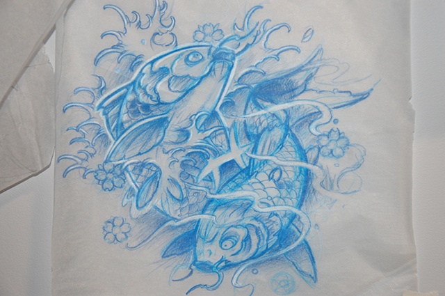 Koi Fish Sketch Tattoo