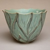 Green carved leaf bowl