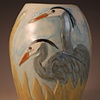 Carved Heron Vase