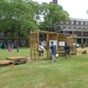 People interacting with the "exhibit" space 