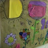 Original brown paper flower garden mural by students 