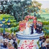 Kate and Ray's Wedding (small painting of ceremony, done from a photo)