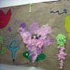 Original brown paper flower garden mural by students 