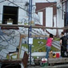In-progress shot: community painting day with children