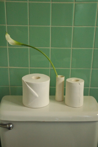 toilet paper flower vases