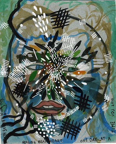 Healing Braveheart, Veronica de Jesus, mixed media, oakland artist, california artist, east bay, drawing, gallery extrana