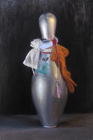 emily wick, smokey's tangle, oakland artist, oil paintiing, east bay artist, bowling pin, bank, california artist, gallery extrana