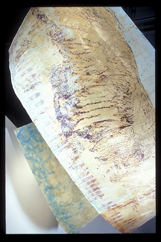 woodcut and screenprint, pelican wings,  scuptural installation  by jill Fitterer