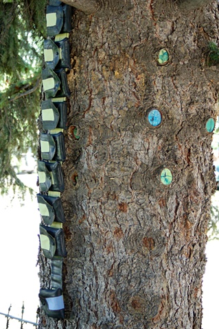 The Dream Tree, View of Installation of Books and Knot hole etchings