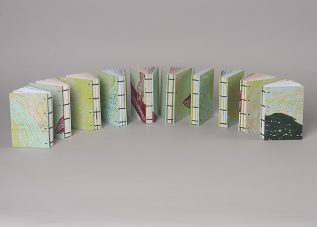 The Dream Tree, four needle coptic bindings, interleaved with etchings