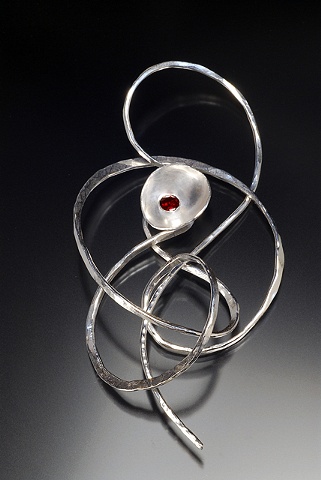 Forged sterling silver with 4mm garnet