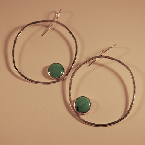 Large Comet Dangles with 10mm Cabochon (turquoise) 