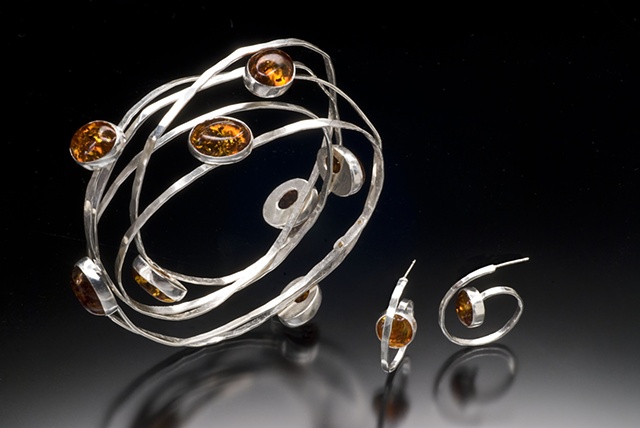Amber Solar System Bangle and Earrings