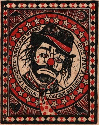 Weary Willie December 9, Linoleum Print for Unobserved Holidays Book