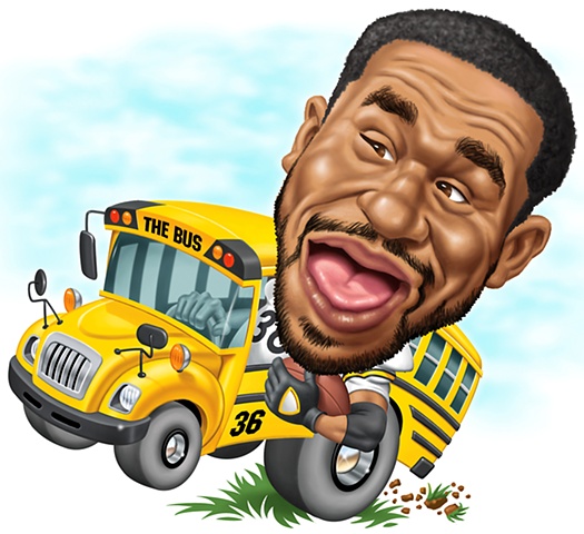 Digital Caricature of Jerome Bettis for Boys' Life magazine
