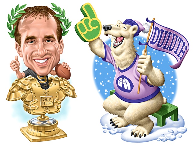 Caricature of Drew Brees for Boys' Life magazine