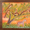 Untitled (Birds with Orange sky and Pink Horse)