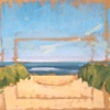 Beach Mural, In Basement Window Well, Bridgehampton NY,  Fall 2010