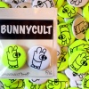 Bunny pins - flourescent yellow and Conceptual white