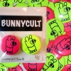 Bunny pins - flourescent red &  flourescent yellow