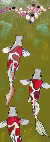 3 Koi in Olive Green
