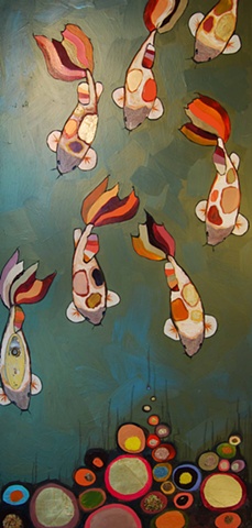 7 Koi in Metallic Moss Greens
