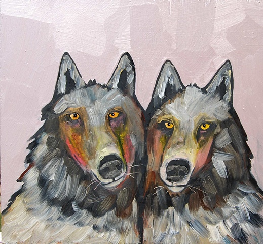 Two Wolves in Super Light Metallic Pink 