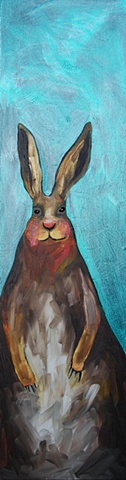 Standing Rabbit in Crackled Metallic Turquoise