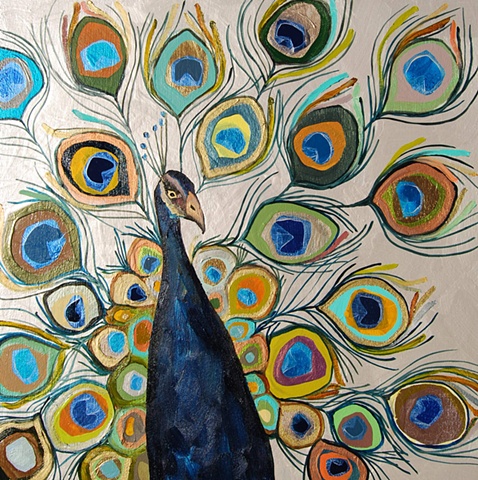 Peacock in Metallic Pearl White