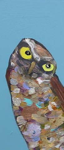 Tiny Burrowing Owl in French Blue