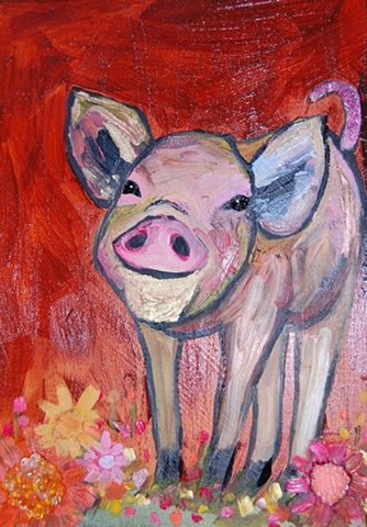 Tiny Piglet in Rusty Orange