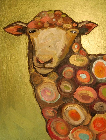 Woolly Sheep Bust in Metallic Green 