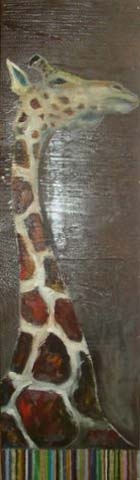 giraffe in brown on stripes