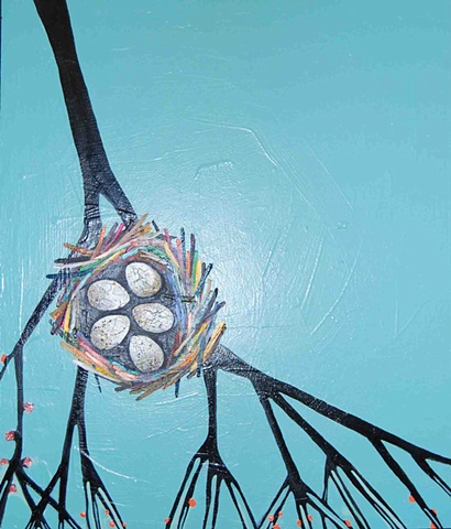 Nest with Sparkly Eggs