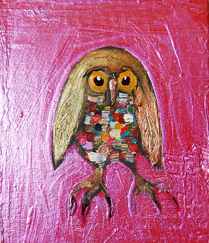 Owl in Metallic Pink