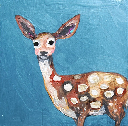 Fawn in Metallic Sea Blue