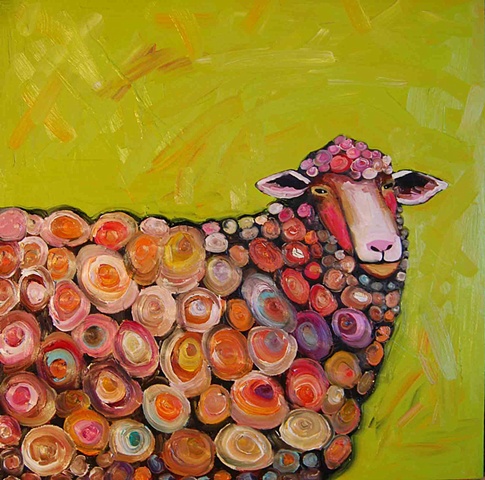 Sheep Bust in Citrus Green