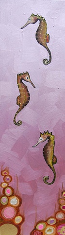 Seahorses in Metallic Pink