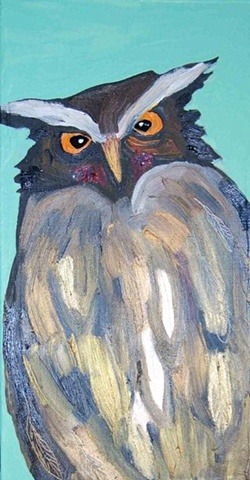 Crested Owl in Turquoise