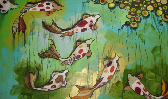 7 koi in green
