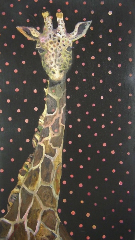giraffe in black and polka dots
